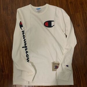 Champion Men's Off-White Long Sleeve Tee